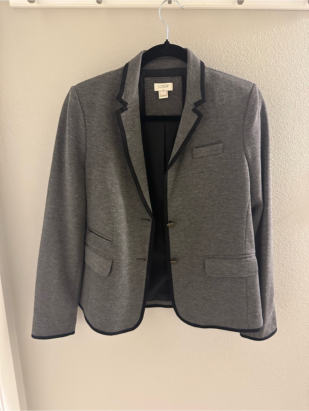 J. Crew Gray Blazer with Black Contrast Trim